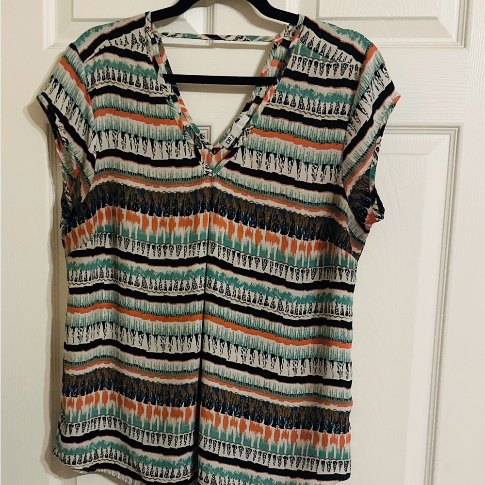 DR2 Multicolor Striped V-Neck Blouse